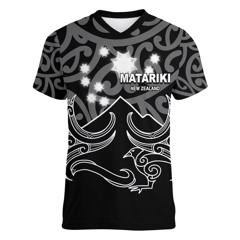 Matariki New Zealand Women V Neck T Shirt Maori New Year White LT6 Female White - Polynesian Pride