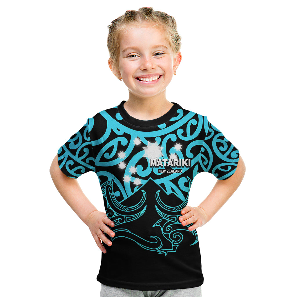 Matariki New Zealand Kid T Shirt Maori New Year Light Blue LT6 Blue - Polynesian Pride