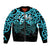 Matariki New Zealand Sleeve Zip Bomber Jacket Maori New Year Light Blue LT6 Unisex Blue - Polynesian Pride