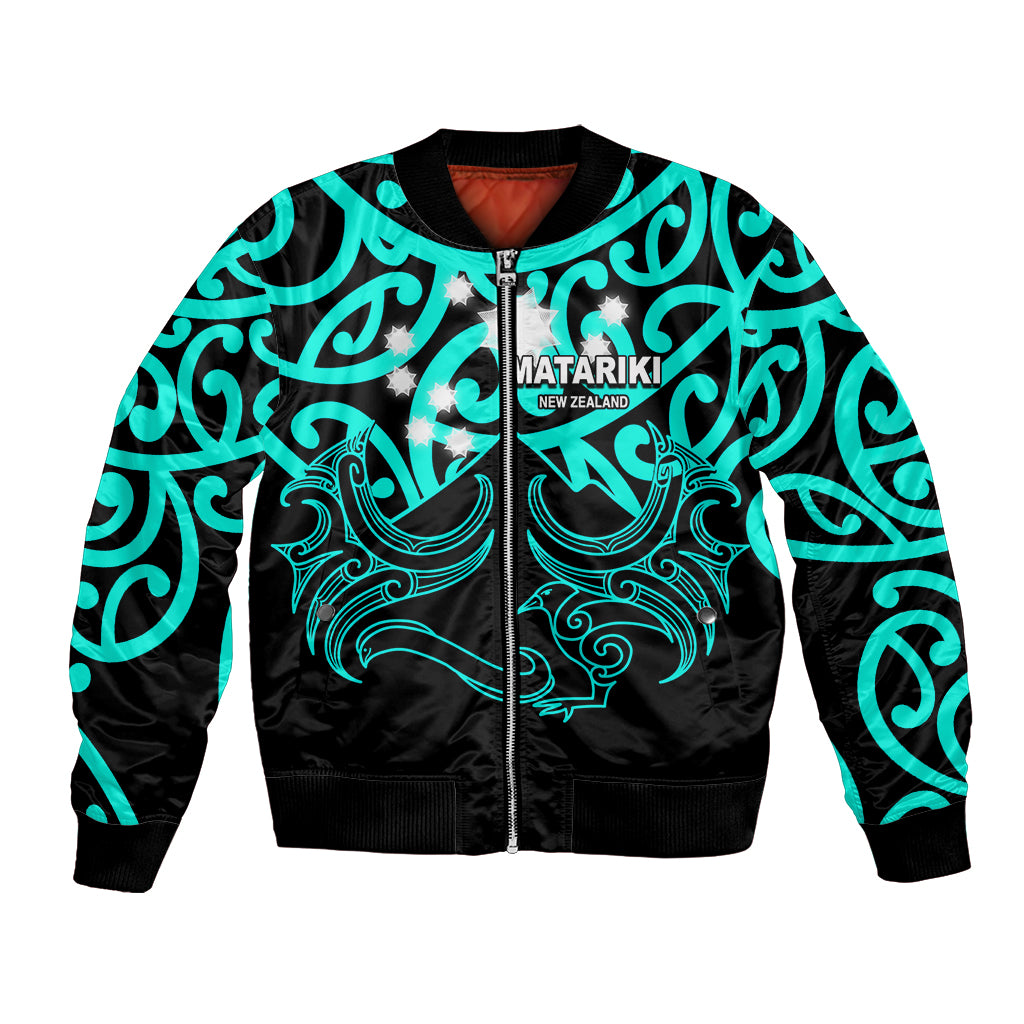 Matariki New Zealand Bomber Jacket Maori New Year Turquoise LT6 Unisex Green - Polynesian Pride