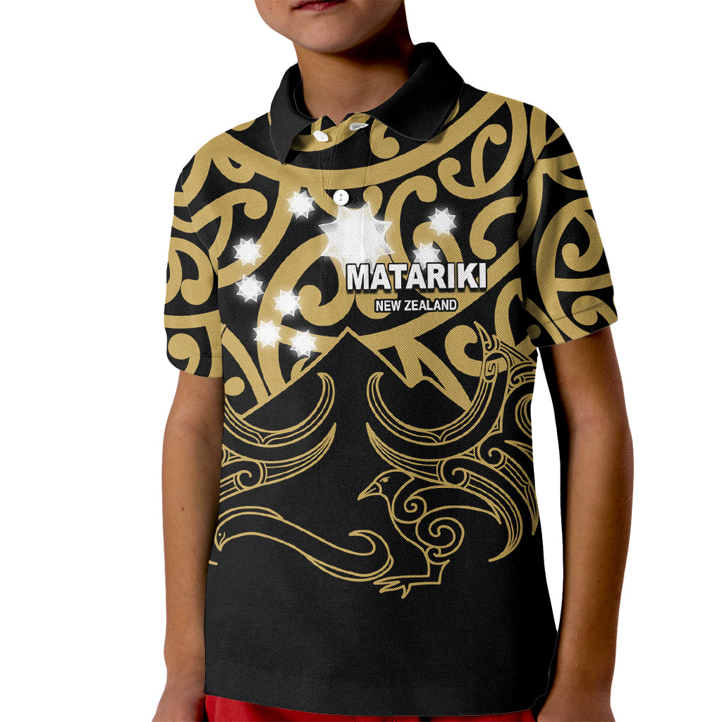 Matariki New Zealand Kid Polo Shirt Maori New Year Gold LT6 Kid Gold - Polynesian Pride