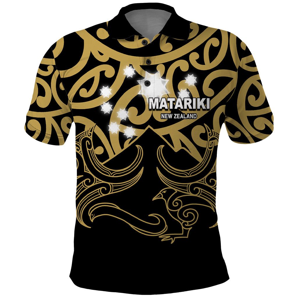 Matariki New Zealand Polo Shirt Maori New Year Gold LT6 Gold - Polynesian Pride