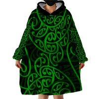 New Zealand Wearable Blanket Hoodie Maori Pattern Green LT6 - Polynesian Pride
