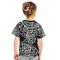 New Zealand Kid T Shirt Maori Pattern White LT6 - Polynesian Pride