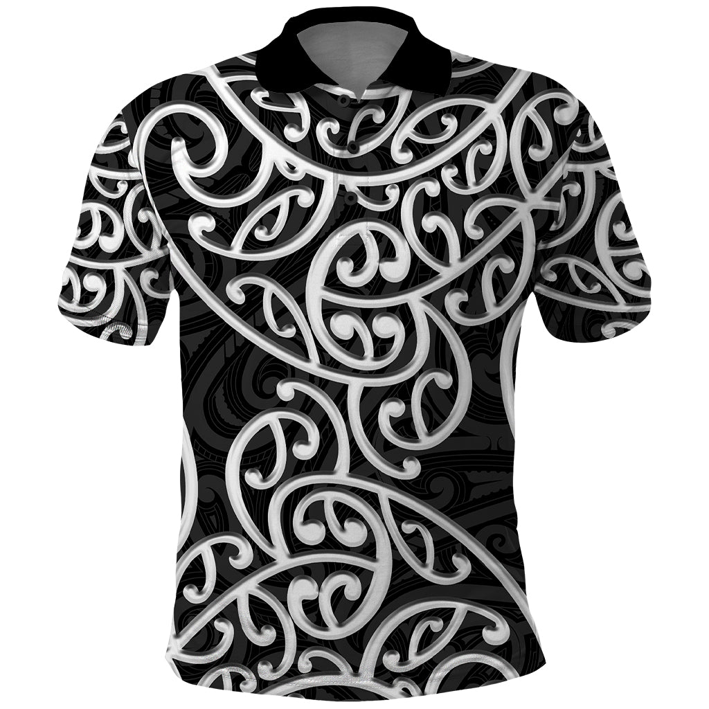 New Zealand Polo Shirt Maori Pattern White LT6 White - Polynesian Pride