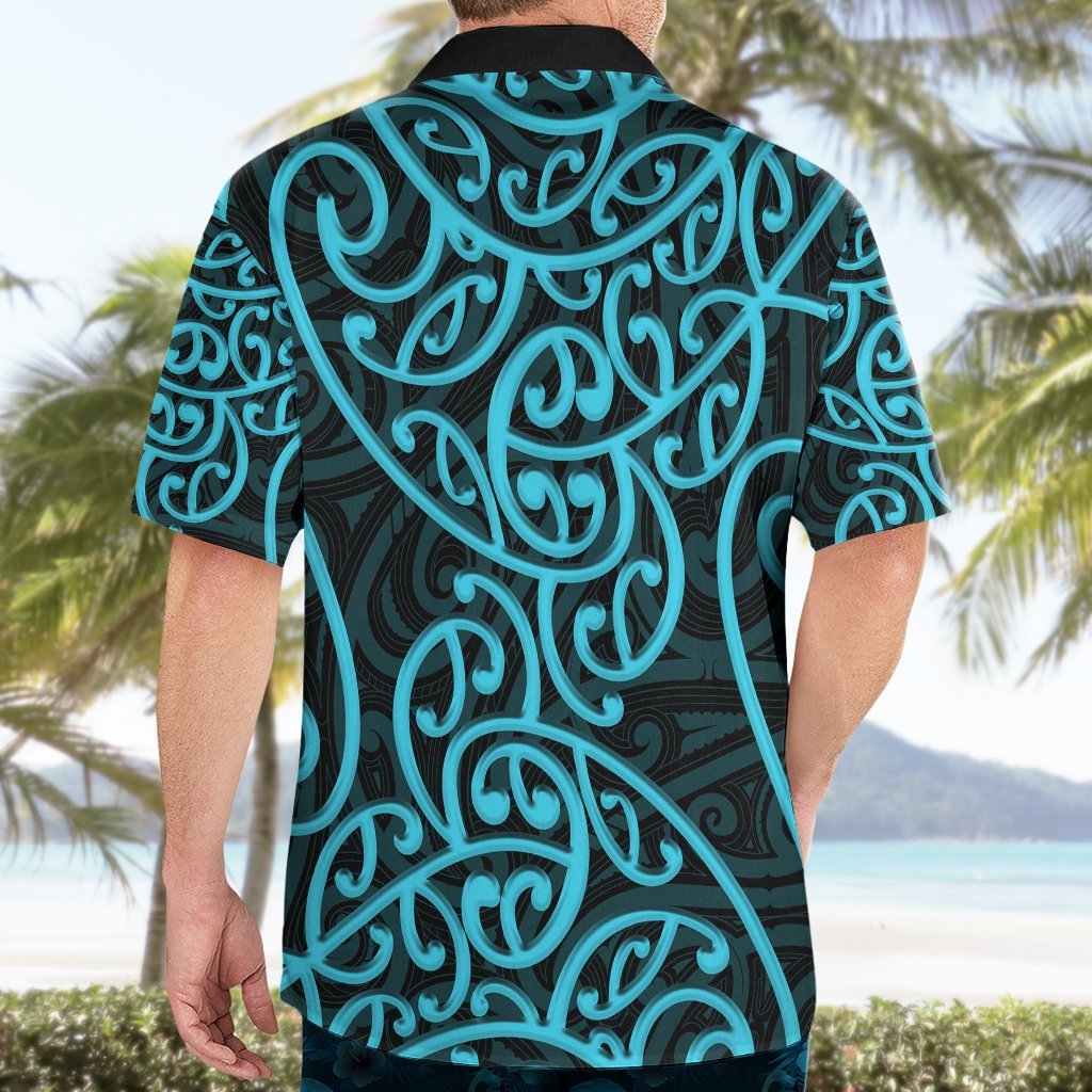 New Zealand Hawaiian Shirt Maori Pattern Light Blue LT6 - Polynesian Pride