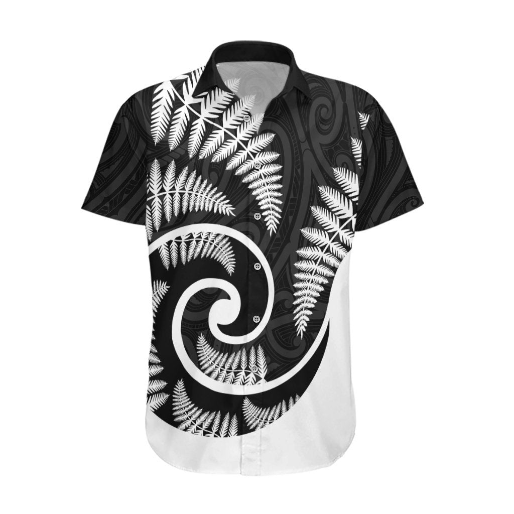New Zealand Hawaiian Shirt Maori With Silver Fern White LT6 White - Polynesian Pride