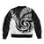 New Zealand Sleeve Zip Bomber Jacket Maori With Silver Fern White LT6 - Polynesian Pride