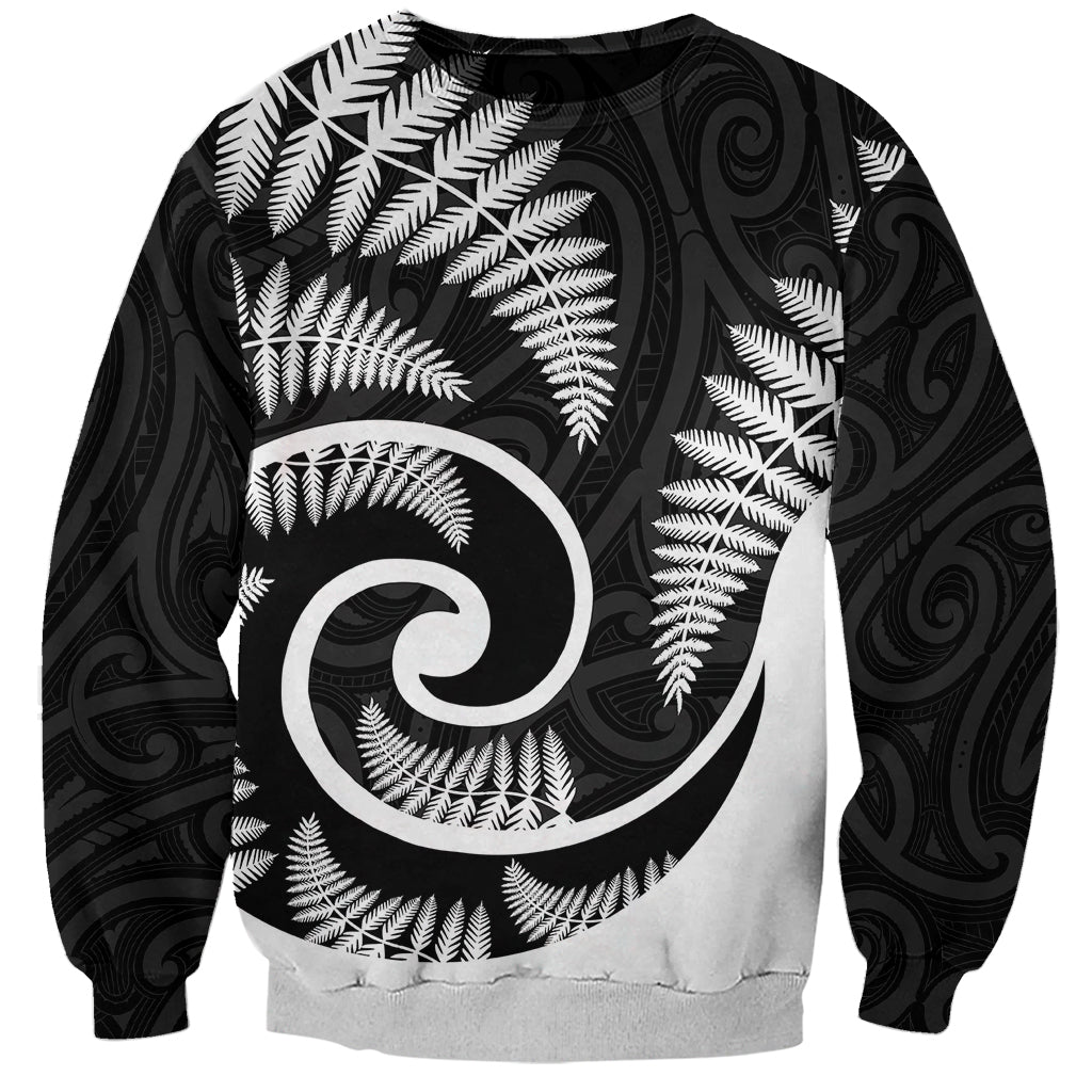 New Zealand Sweatshirt Maori With Silver Fern White LT6 Unisex White - Polynesian Pride