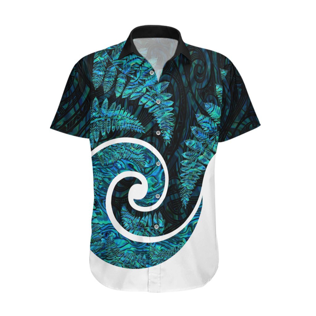 New Zealand Hawaiian Shirt Maori With Silver Fern Papua Shell Green Ver.1 LT6 Green - Polynesian Pride