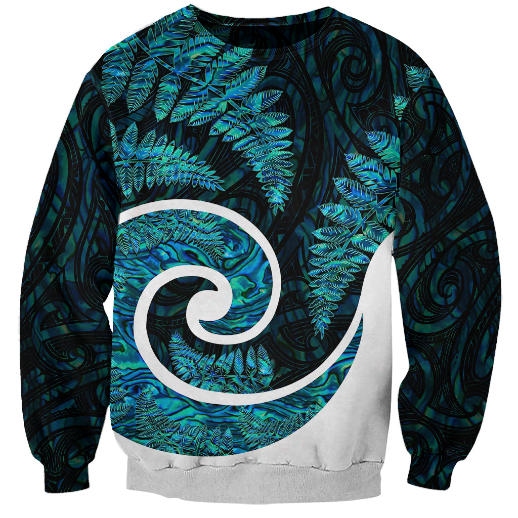 New Zealand Sweatshirt Maori With Silver Fern Papua Shell Green Ver.1 LT6 Unisex Green - Polynesian Pride