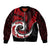 New Zealand Sleeve Zip Bomber Jacket Maori With Silver Fern Red LT6 Unisex Red - Polynesian Pride