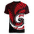 New Zealand Women V Neck T Shirt Maori With Silver Fern Red LT6 - Polynesian Pride