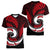 New Zealand Women V Neck T Shirt Maori With Silver Fern Red LT6 - Polynesian Pride