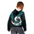 New Zealand Kid Hoodie Maori With Silver Fern Papua Shell Green Ver.2 LT6 - Polynesian Pride