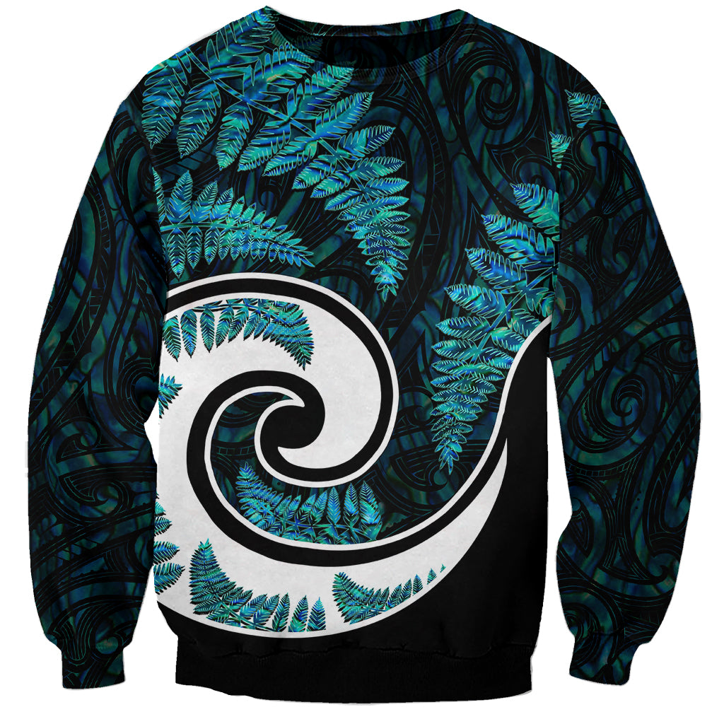 New Zealand Sweatshirt Maori With Silver Fern Papua Shell Green Ver.2 LT6 Unisex Green - Polynesian Pride