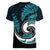 New Zealand Women V Neck T Shirt Maori With Silver Fern Papua Shell Green Ver.2 LT6 - Polynesian Pride