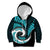 New Zealand Kid Hoodie Maori With Silver Fern Light Blue LT6 Hoodie Blue - Polynesian Pride