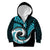 New Zealand Kid Hoodie Maori With Silver Fern Light Blue LT6 Zip Hoodie Blue - Polynesian Pride