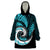 New Zealand Wearable Blanket Hoodie Maori With Silver Fern Light Blue LT6 One Size Blue - Polynesian Pride