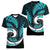 New Zealand Women V Neck T Shirt Maori With Silver Fern Light Blue LT6 - Polynesian Pride