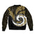 New Zealand Sleeve Zip Bomber Jacket Maori With Silver Fern Gold LT6 - Polynesian Pride