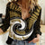 New Zealand Women Casual Shirt Maori With Silver Fern Gold LT6 Female Gold - Polynesian Pride