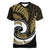 New Zealand Women V Neck T Shirt Maori With Silver Fern Gold LT6 Female Gold - Polynesian Pride