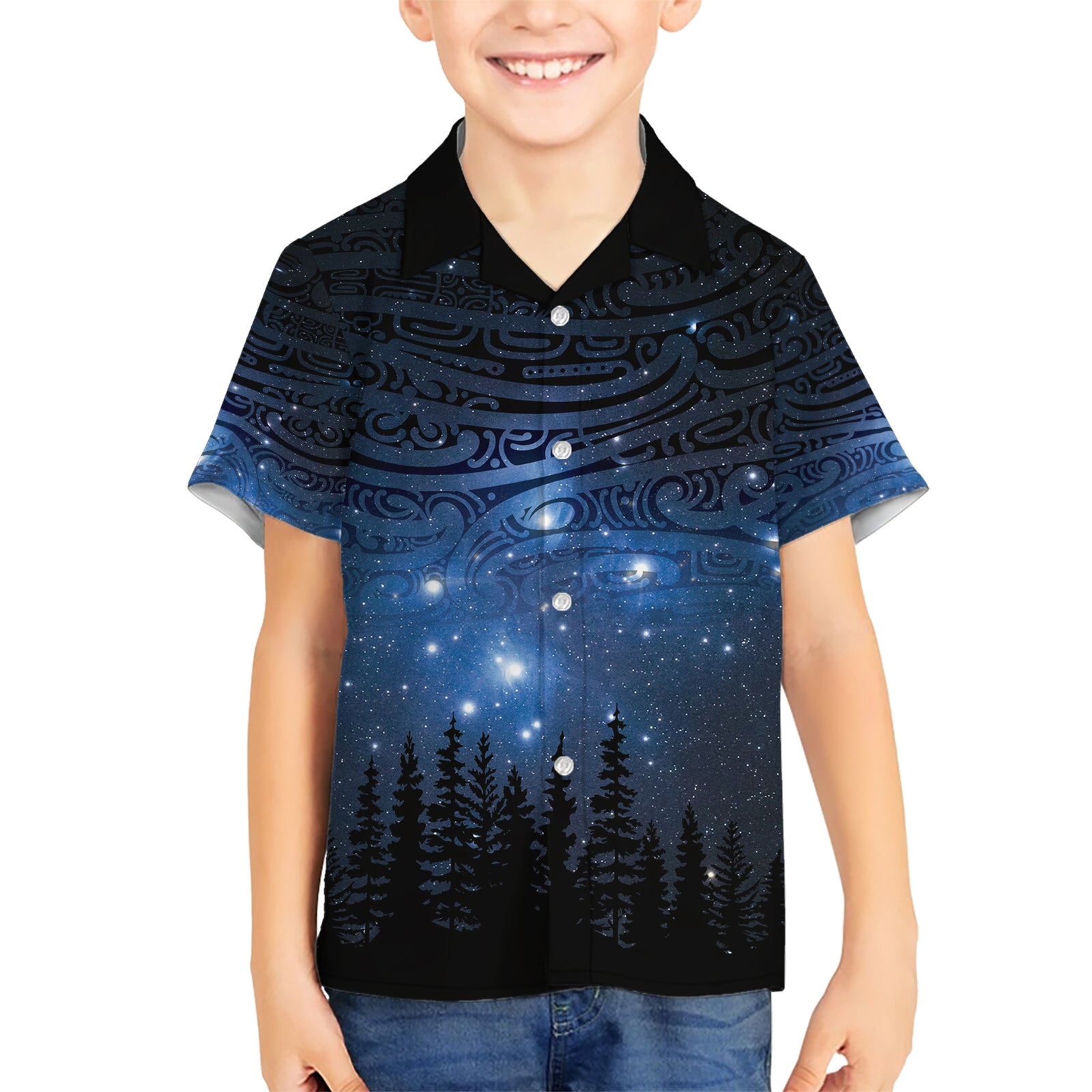 Matariki Te Tau Hou Māori Kid Hawaiian Shirt New Zealand Starry Sky LT7 Kid Galaxy - Polynesian Pride