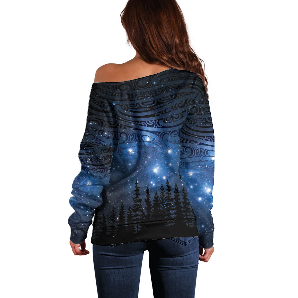 Matariki Te Tau Hou Māori Off Shoulder Sweater New Zealand Starry Sky LT7 - Polynesian Pride