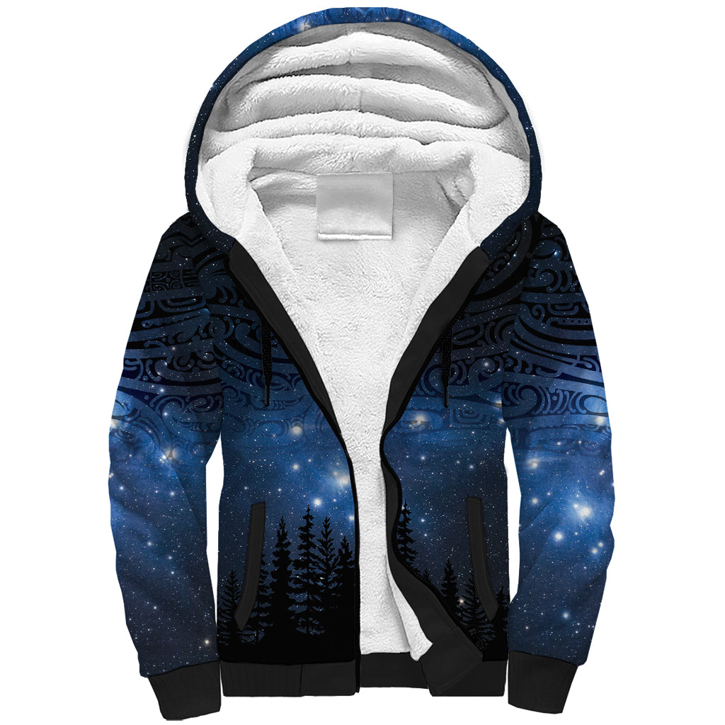 Matariki Te Tau Hou Māori Sherpa Hoodie New Zealand Starry Sky