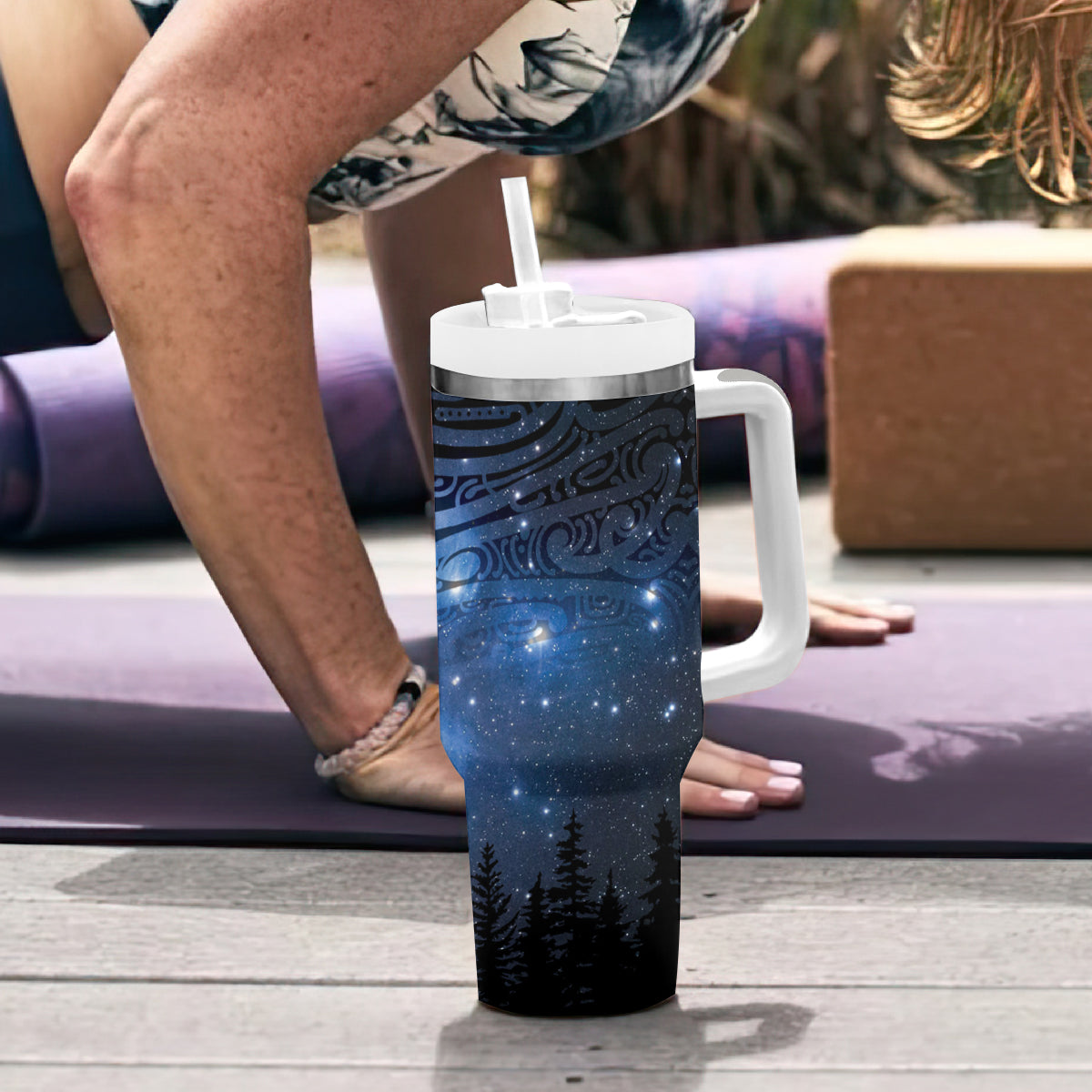 Matariki Te Tau Hou Māori Tumbler With Handle New Zealand Starry Sky LT7 - Polynesian Pride