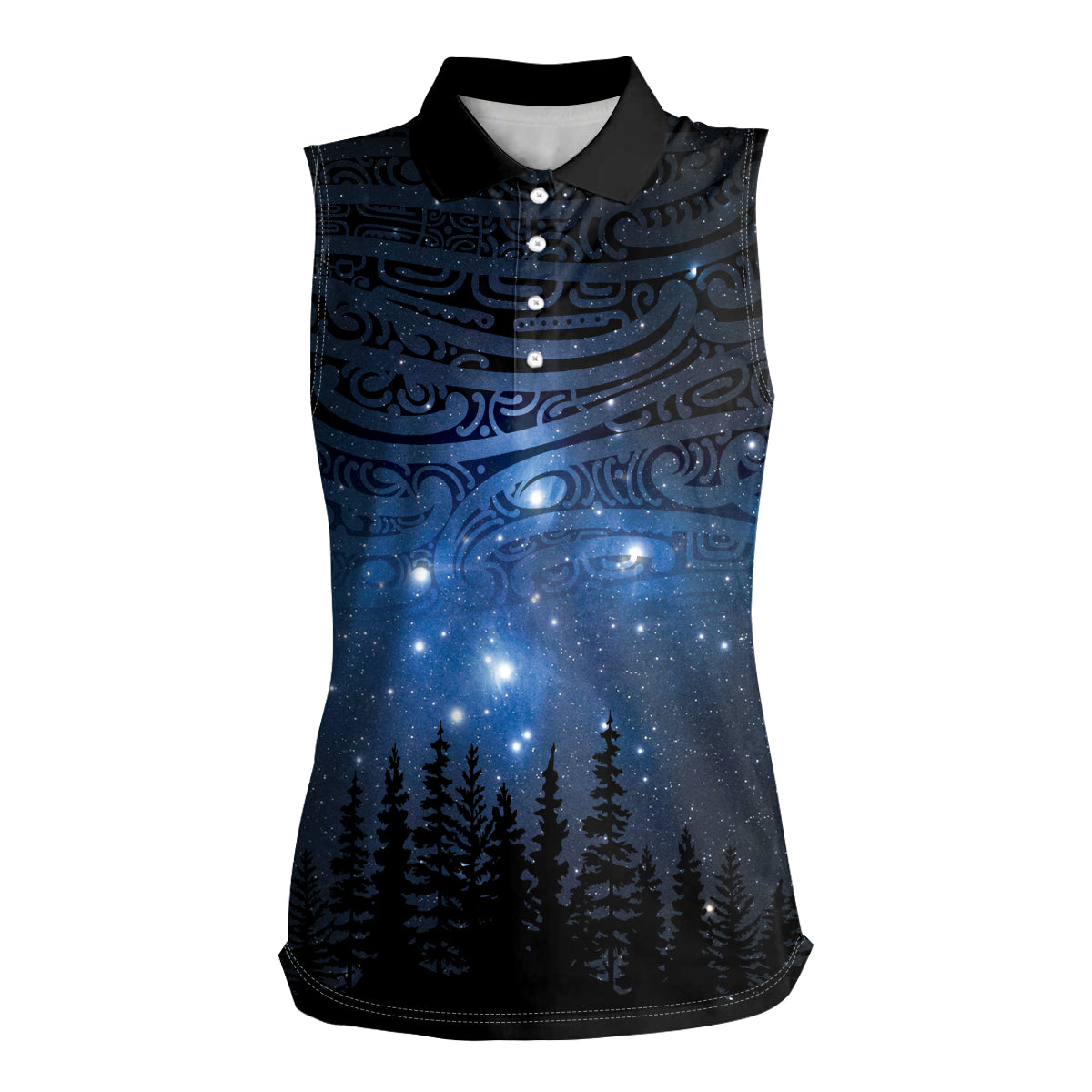 Matariki Te Tau Hou Māori Women Sleeveless Polo Shirt New Zealand Starry Sky