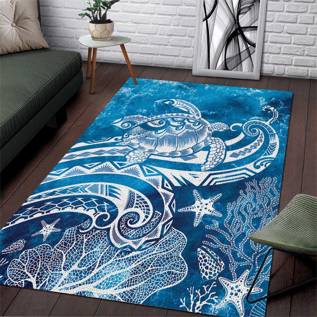 World Ocean Day Polynesian Pattern Area Rug Crystal Waves LT7 Blue - Polynesian Pride