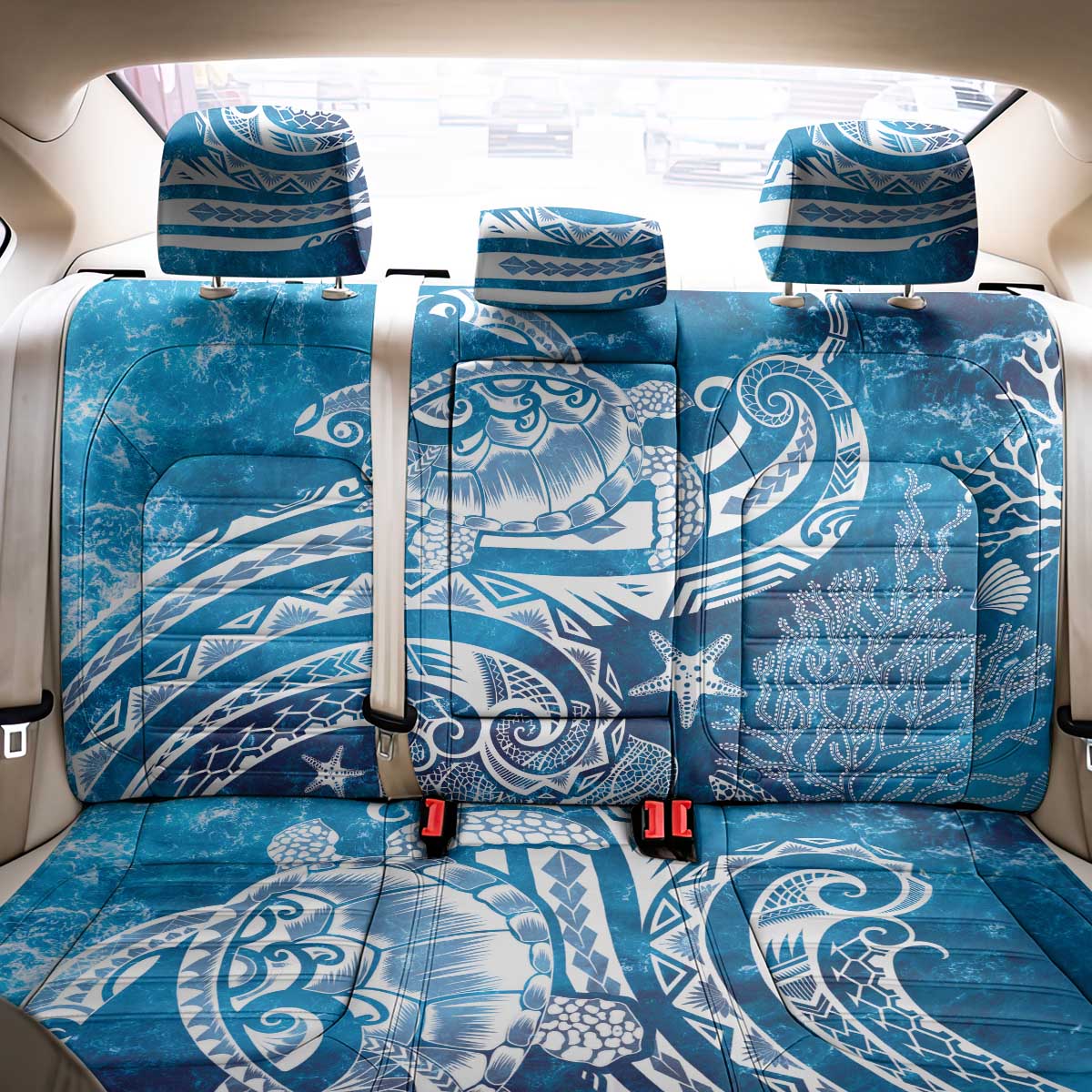 World Ocean Day Polynesian Pattern Back Car Seat Cover Crystal Waves LT7 - Polynesian Pride