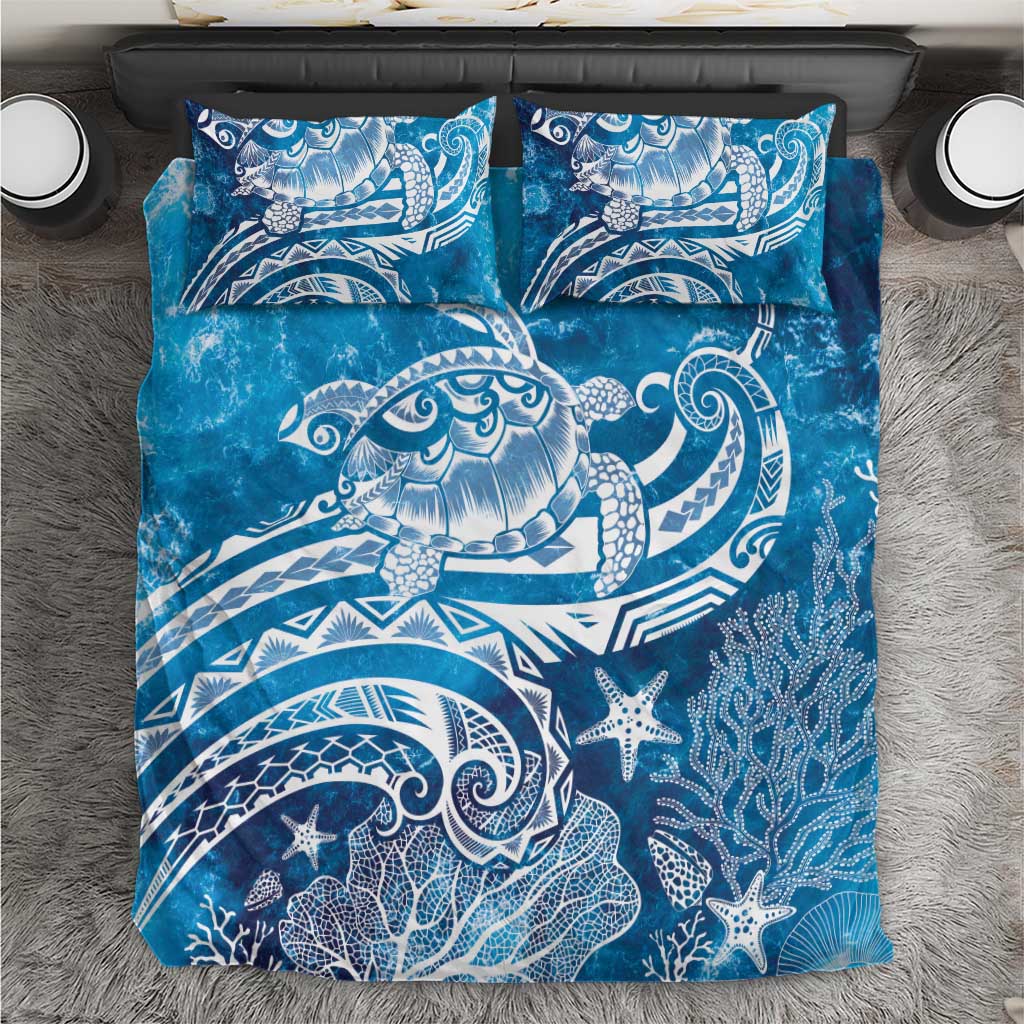 World Ocean Day Polynesian Pattern Bedding Set Crystal Waves LT7 Blue - Polynesian Pride