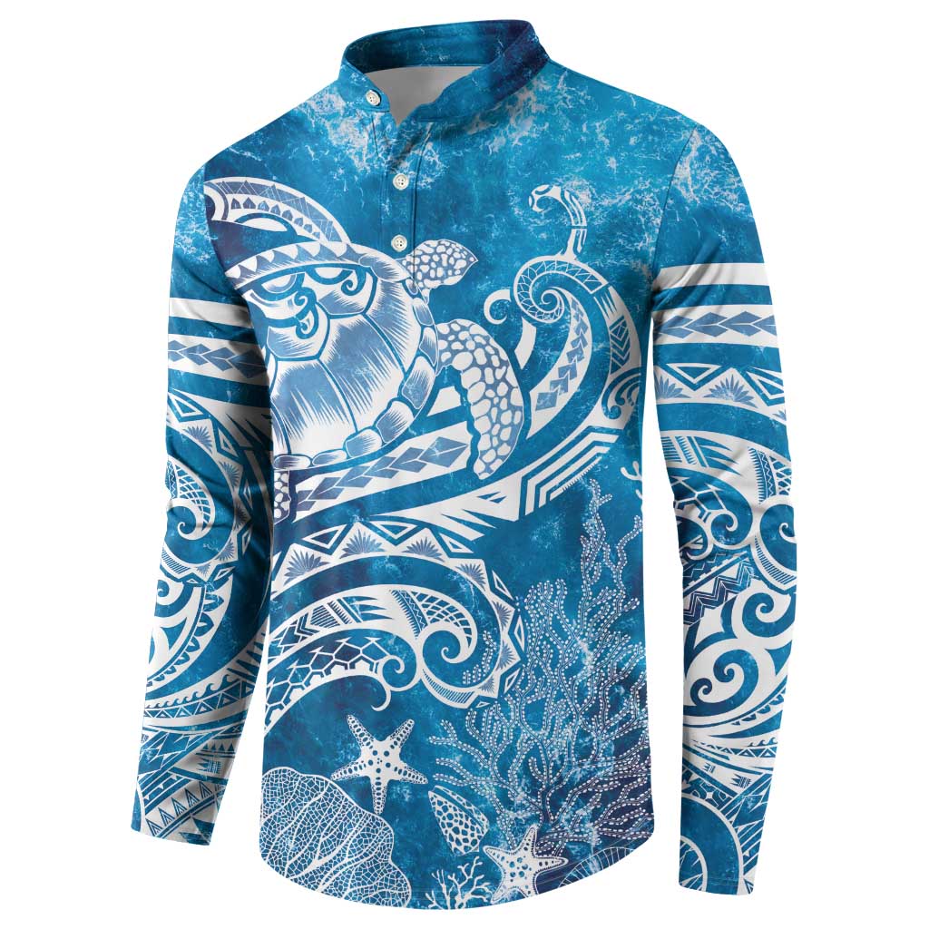 World Ocean Day Polynesian Pattern Button Sweatshirt Crystal Waves LT7 - Polynesian Pride