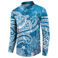 World Ocean Day Polynesian Pattern Button Sweatshirt Crystal Waves LT7 - Polynesian Pride