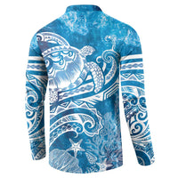 World Ocean Day Polynesian Pattern Button Sweatshirt Crystal Waves LT7 - Polynesian Pride