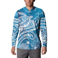 World Ocean Day Polynesian Pattern Button Sweatshirt Crystal Waves LT7 - Polynesian Pride