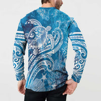 World Ocean Day Polynesian Pattern Button Sweatshirt Crystal Waves LT7 - Polynesian Pride