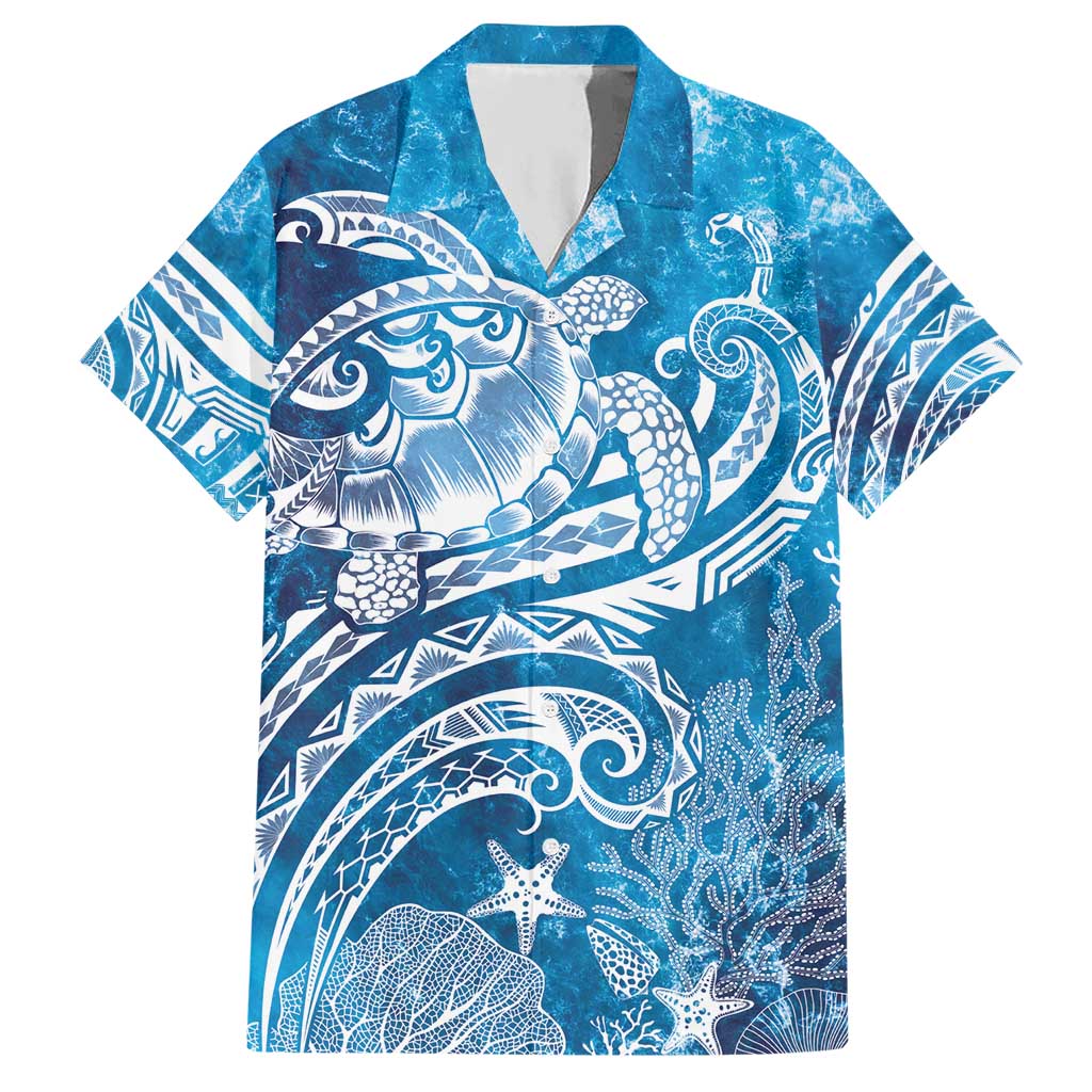 World Ocean Day Polynesian Pattern Hawaiian Shirt Crystal Waves LT7 Blue - Polynesian Pride