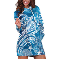 World Ocean Day Polynesian Pattern Hoodie Dress Crystal Waves LT7 Blue - Polynesian Pride