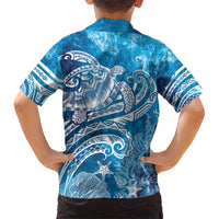 World Ocean Day Polynesian Pattern Kid Hawaiian Shirt Crystal Waves LT7 - Polynesian Pride