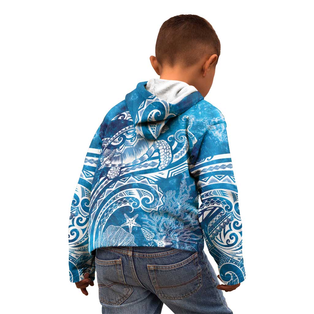 World Ocean Day Polynesian Pattern Kid Hoodie Crystal Waves LT7 - Polynesian Pride
