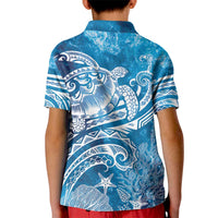 World Ocean Day Polynesian Pattern Kid Polo Shirt Crystal Waves LT7 - Polynesian Pride