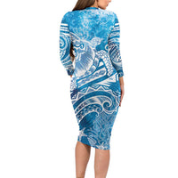 World Ocean Day Polynesian Pattern Long Sleeve Bodycon Dress Crystal Waves LT7 - Polynesian Pride