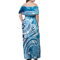 World Ocean Day Polynesian Pattern Off Shoulder Maxi Dress Crystal Waves LT7 - Polynesian Pride