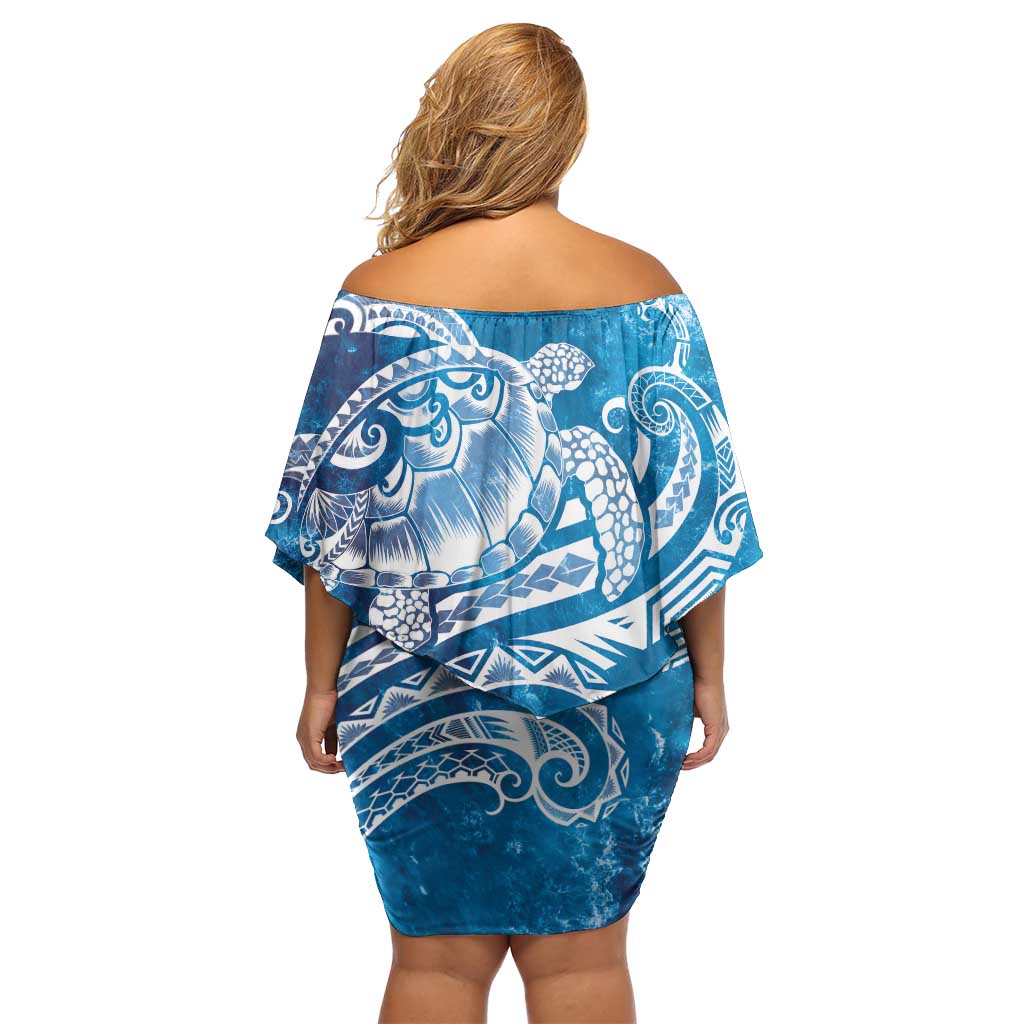 World Ocean Day Polynesian Pattern Off Shoulder Short Dress Crystal Waves LT7 - Polynesian Pride