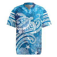 World Ocean Day Polynesian Pattern Rugby Jersey Crystal Waves LT7 Blue - Polynesian Pride